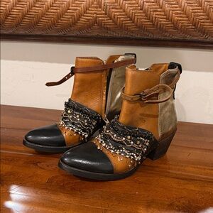 Chic Ankle Boots with Chain Detail - Black, Brown, and Tan